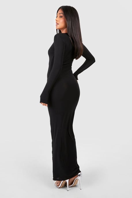 Petite Slinky Scoop Neck Long Sleeve Maxi Dress - Image 2