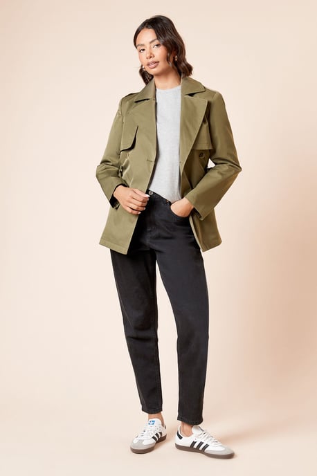 Double Breasted Belted Trench Coat - Image 3