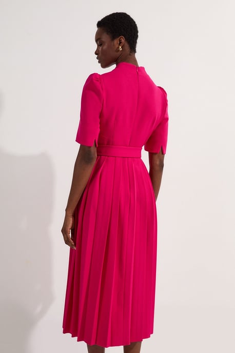 Petite Tailored Structured Crepe Forever Pleat Midi Dress - Image 5