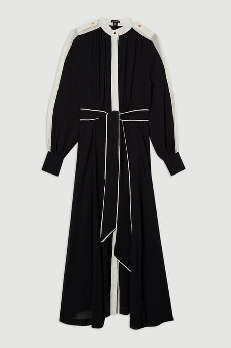 Military Mono Belted Woven Midi Dress - Image 4