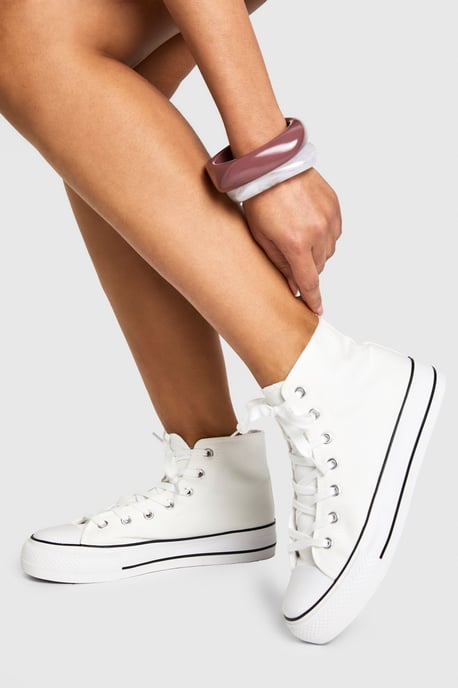 High Top Platform Lace Up Trainers - Image 1