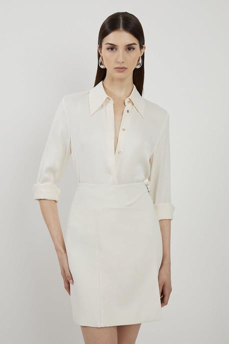Tailored Buckle Detail Pleated Mini Skirt - Image 1