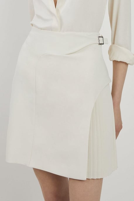 Tailored Buckle Detail Pleated Mini Skirt - Image 2