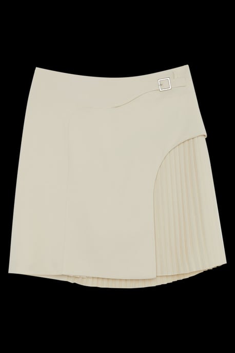 Tailored Buckle Detail Pleated Mini Skirt - Image 4