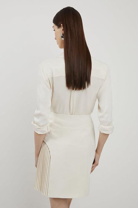 Tailored Buckle Detail Pleated Mini Skirt - Image 5