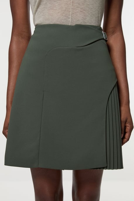 Tailored Buckle Detail Pleated Mini Skirt - Image 2