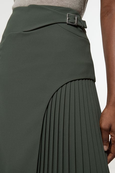 Tailored Buckle Detail Pleated Mini Skirt - Image 3