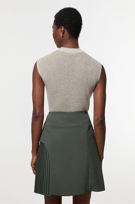Tailored Buckle Detail Pleated Mini Skirt - Image 5