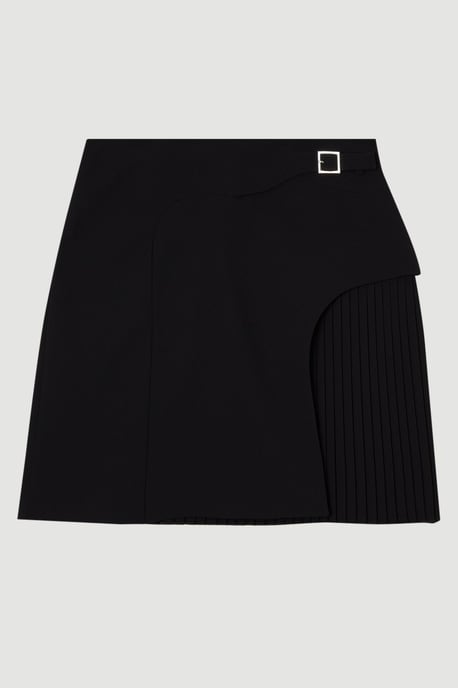Tailored Buckle Detail Pleated Mini Skirt - Image 4