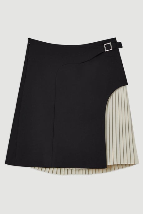 Tailored Buckle Detail Pleated Mini Skirt - Image 4