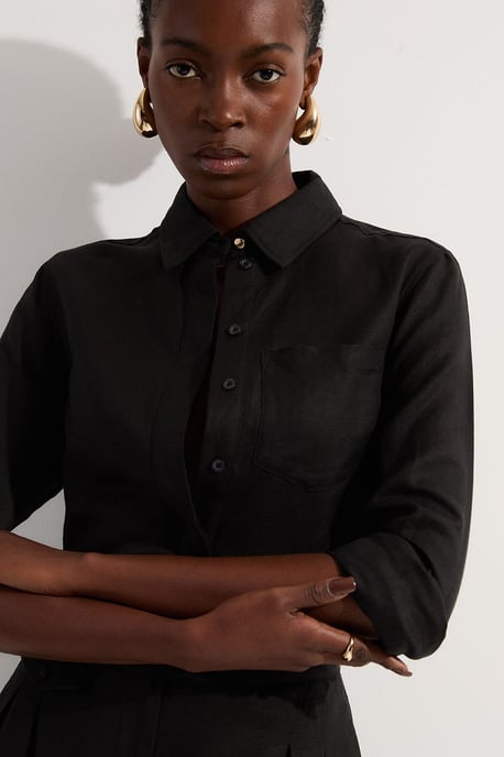 Viscose Linen Woven Long Sleeve Shirt - Image 2