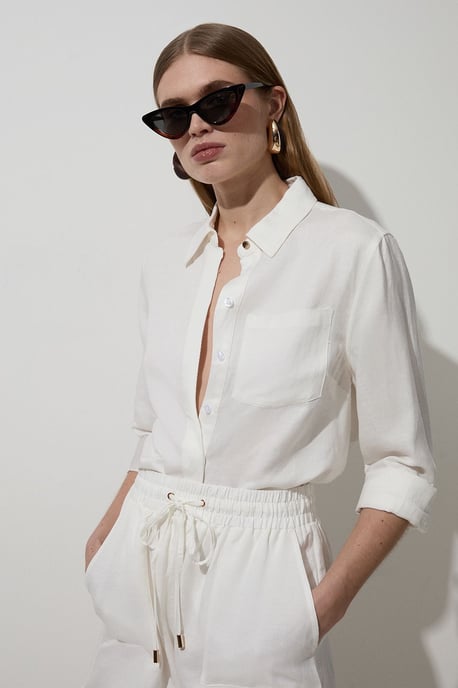 Viscose Linen Woven Long Sleeve Shirt - Image 3