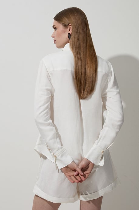 Viscose Linen Woven Long Sleeve Shirt - Image 5