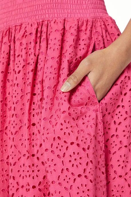 Pink Broderie Midi Skirt - Image 3