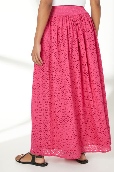 Pink Broderie Midi Skirt - Image 4