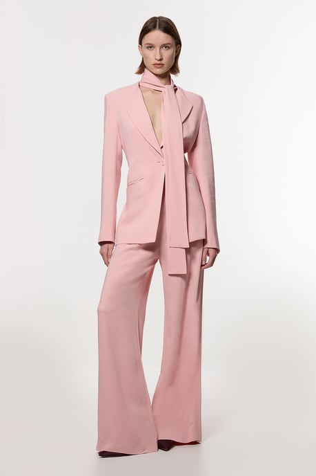 Compact Stretch Viscose Wide Leg Tailored Trouser - Image 1