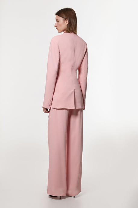 Compact Stretch Viscose Wide Leg Tailored Trouser - Image 5