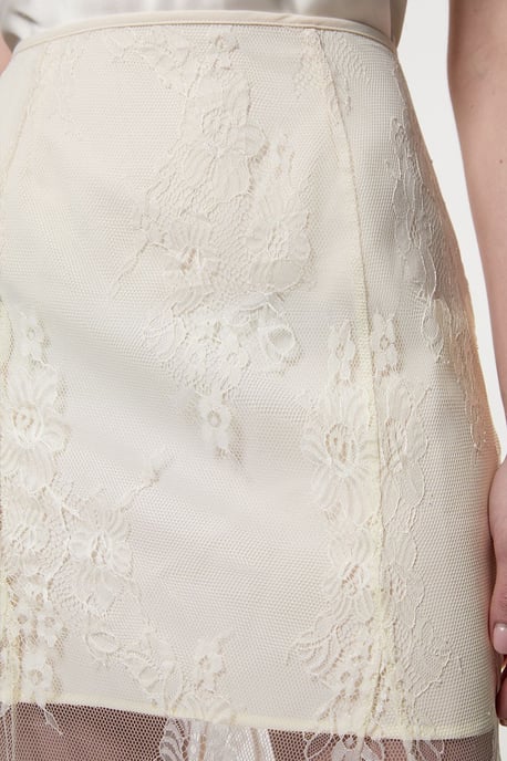 Sheer Lace Godet Woven Maxi Skirt - Image 3