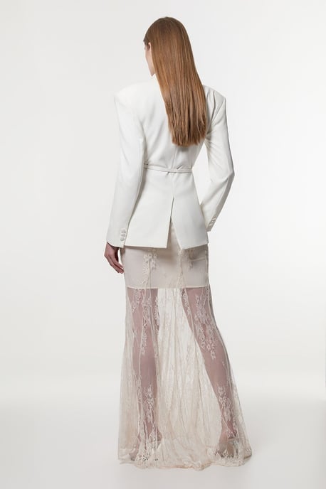 Sheer Lace Godet Woven Maxi Skirt - Image 5