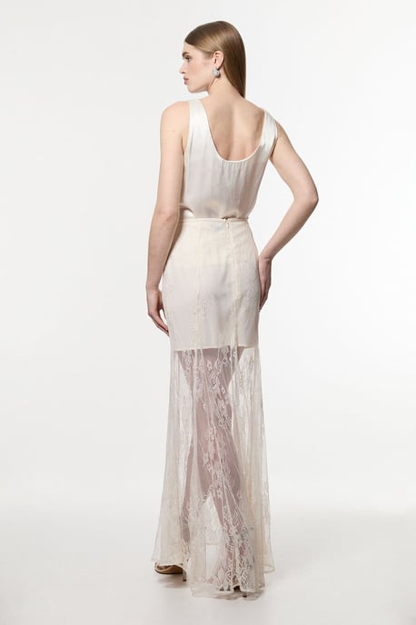Sheer Lace Godet Woven Maxi Skirt - Image 6