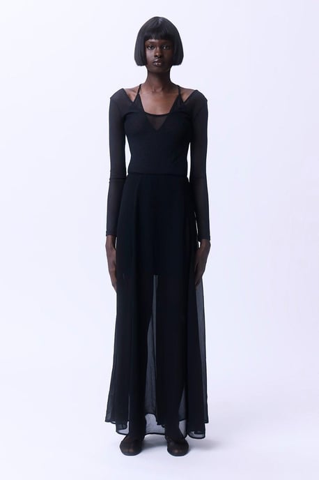 Sheer Viscose Georgette Woven Maxi Skirt - Image 1