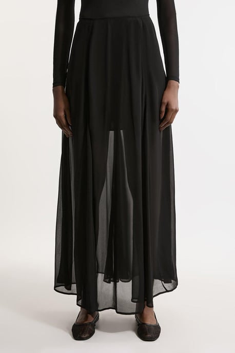 Sheer Viscose Georgette Woven Maxi Skirt - Image 3
