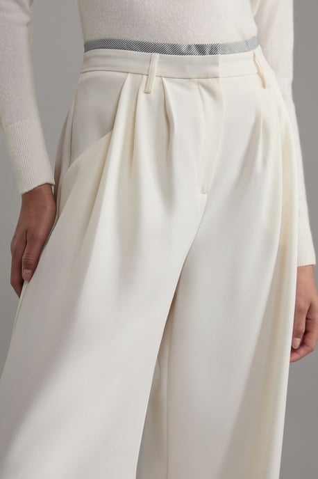 Tailored Crepe Pleat Detail Wide Leg Trousers - Image 2