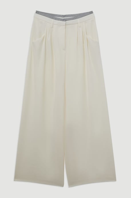 Tailored Crepe Pleat Detail Wide Leg Trousers - Image 4
