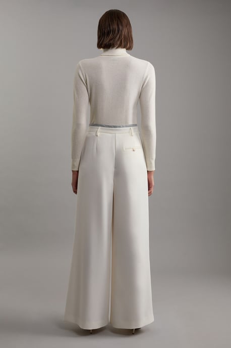 Tailored Crepe Pleat Detail Wide Leg Trousers - Image 6