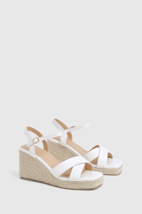 Wide Fit Square Toe Cross Strap Wedges - Image 2