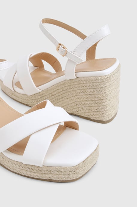 Wide Fit Square Toe Cross Strap Wedges - Image 6