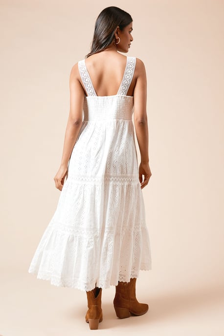 Petite Lace Insert Broderie Strappy Midi Dress - Image 3