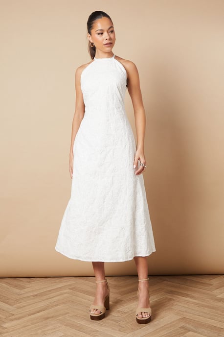 Floral Lace High Neck Midi Dress - Image 2