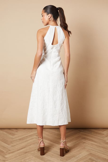 Floral Lace High Neck Midi Dress - Image 3