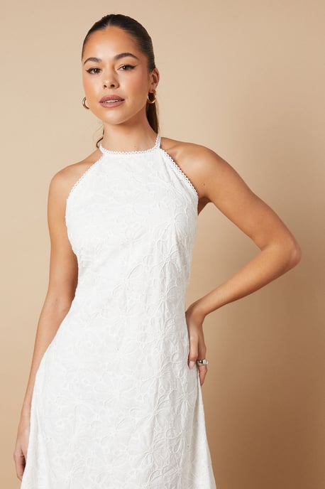 Floral Lace High Neck Midi Dress - Image 4