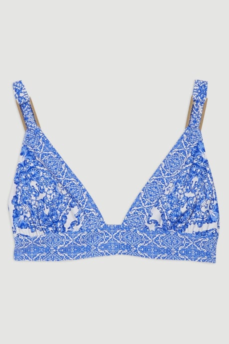 Blue Scarf Print Plunge Bikini Top - Image 4