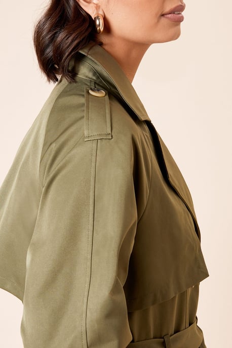 Longline Double Breasted Belted Trench Coat - Image 4