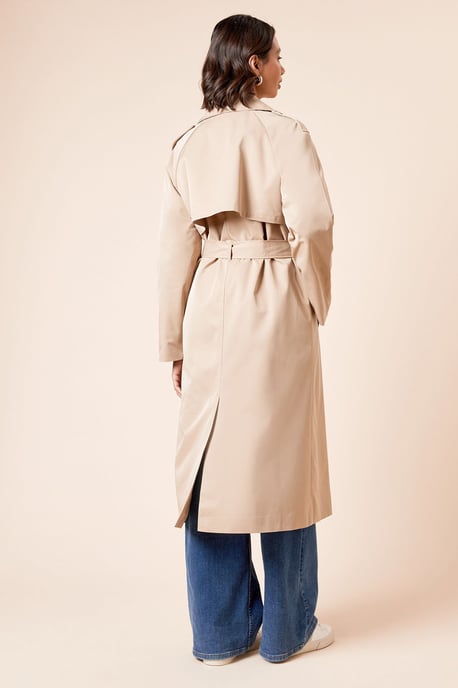 Longline Double Breasted Belted Trench Coat - Image 3