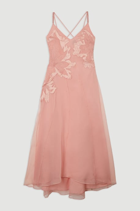 Satin Applique Woven Maxi Dress - Image 4