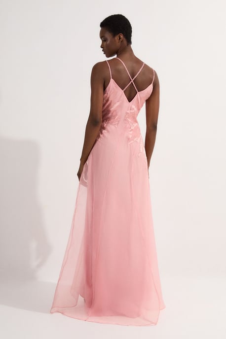 Satin Applique Woven Maxi Dress - Image 6