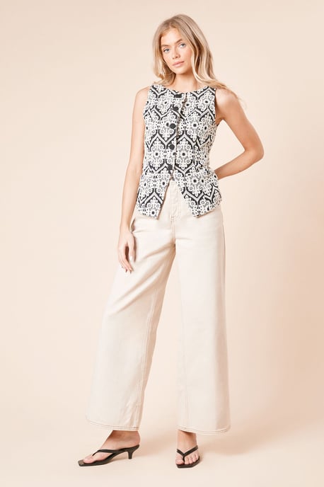 Cornelli Embroidered Waistcoat Top - Image 2