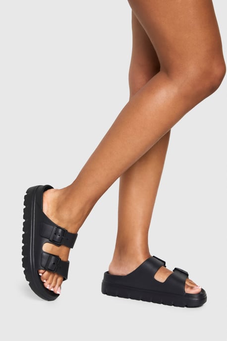 Wide Fit Double Strap Buckle Sliders - Image 1