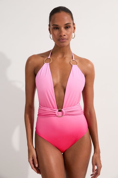 Ring Detail Ombre Plunge Swimsuit - Image 2