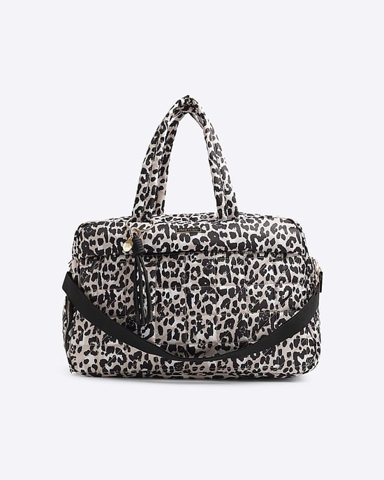 River Island Womens Travel Bag Beige Quilted Leopard Print - Image 1