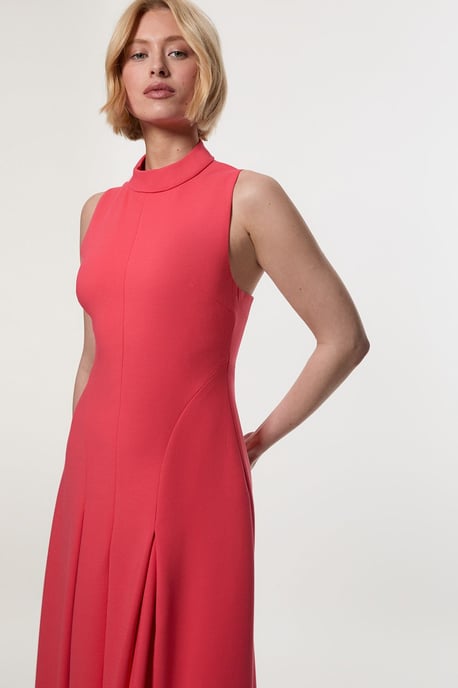 Compact Stretch High Neck Open Back Tailored Maxi Dress - Image 3