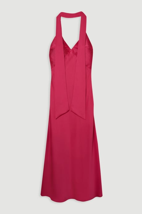 Halter Pleated Woven Maxi Dress - Image 1