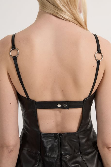 Leather Strappy Corset Maxi Dress - Image 3