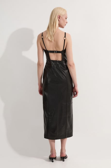 Leather Strappy Corset Maxi Dress - Image 4