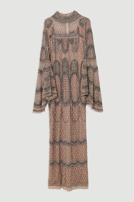 Embellished And Beaded Long Sleeve Woven Maxi Dress - Image 4