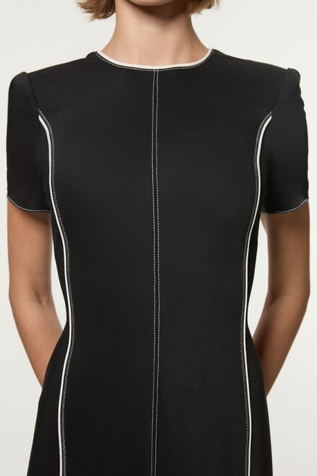 Tailored Contrast Tipped Stitch Detail Midi Dress - Image 2